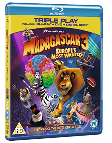 āMadagascar 3ā DVD cover featuring animal characters in a circus scene.