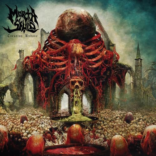 Dark album cover featuring a decaying cathedral and organic, fleshy structures.