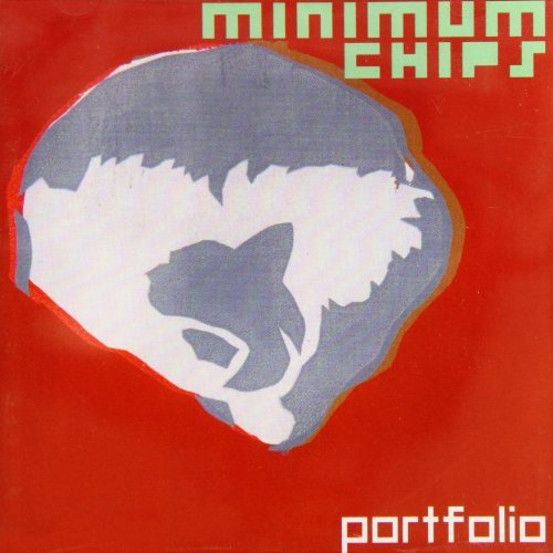 Red CD cover with abstract grey shape and green “Minimum Chips” text.