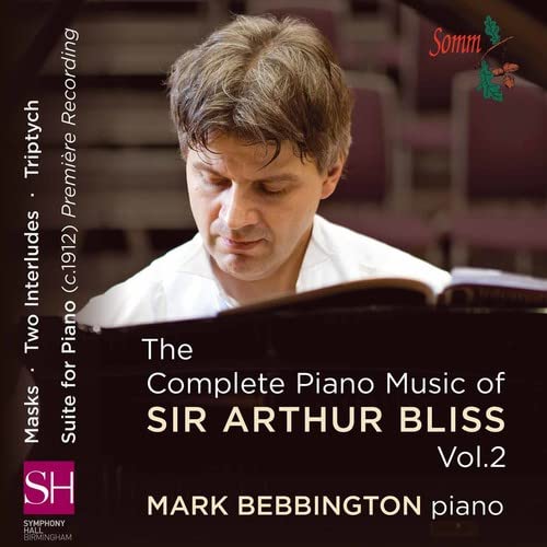 CD cover featuring pianist Mark Bebbington and text for Bliss' piano music.