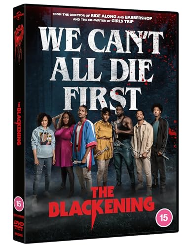 DVD cover for horror film “The Blackening” featuring a group of people.