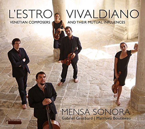 CD cover featuring five musicians with string instruments in a stone arcade.