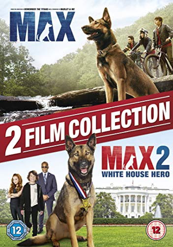 DVD cover for "Max/Max 2" featuring a German Shepherd and people.