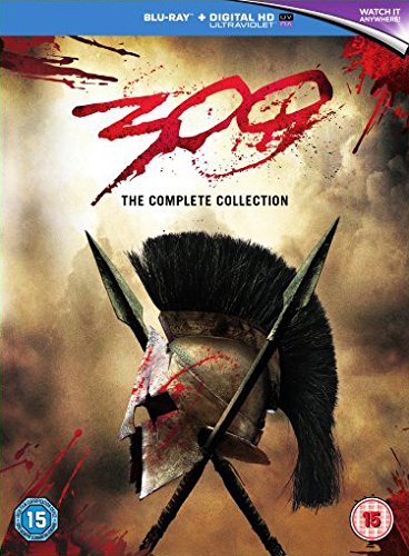 Blu-ray cover art featuring a Spartan helmet and crossed spears against a smoky background.