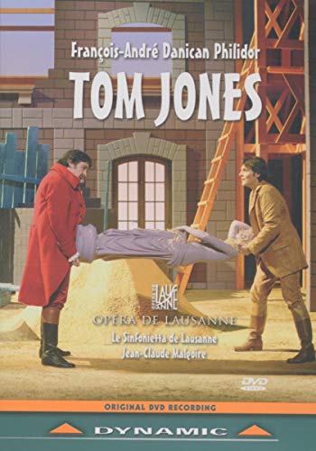 DVD cover for "Tom Jones" opera featuring two men in 18th-century attire.