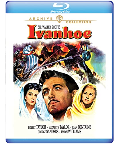 Blu-ray cover for the film *Ivanhoe* with actors and a jousting scene.