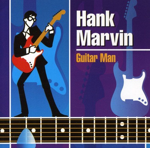 CD cover for Hank Marvin’s “Guitar Man” featuring a stylized guitarist.