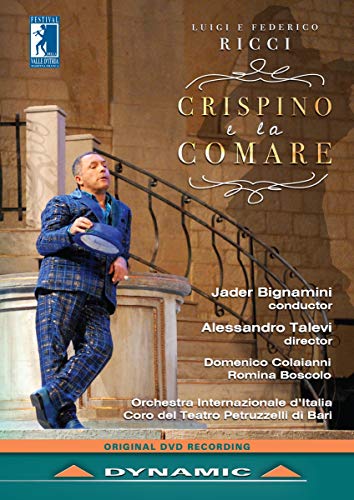 DVD cover for "Crispino e La Comare" opera performance with a man in costume.
