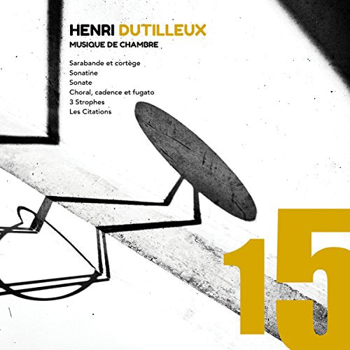 CD cover for Henri Dutilleux’s chamber music, abstract gold and white design.