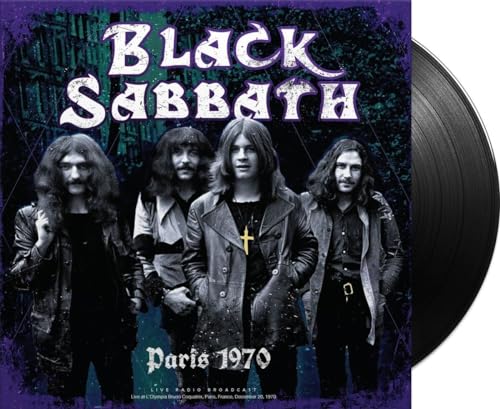 Black Sabbath "Paris 1970" vinyl record with band photo on cover.