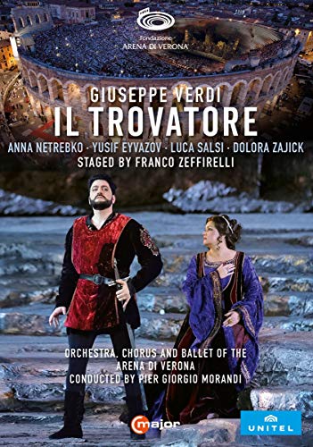 DVD cover for Verdi’s *Il Trovatore* opera, featuring singers in costume.