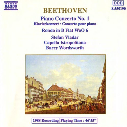 CD cover for Beethoven’s Piano Concerto No. 1 with a street scene.