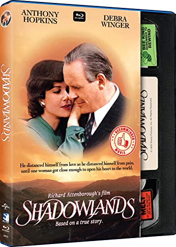 “Shadowlands” Blu-ray case featuring Anthony Hopkins and Debra Winger in a close embrace.