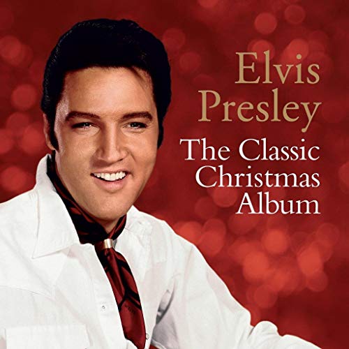 Elvis Presley album cover, red background with festive sparkles.