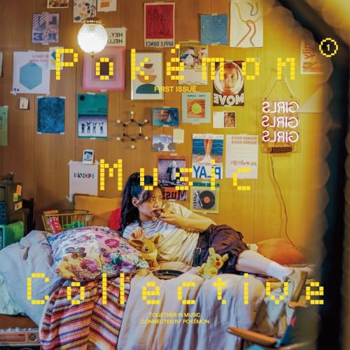 Album cover with a person relaxing on a bed surrounded by Pokémon imagery.