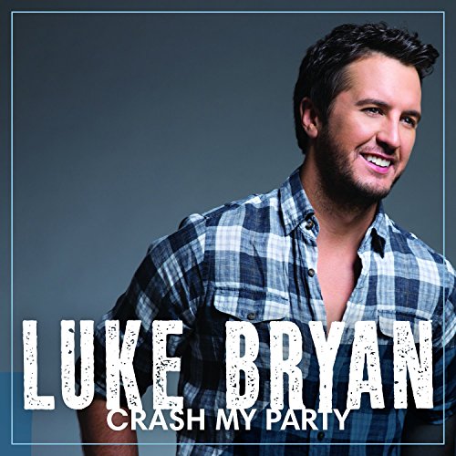 Luke Bryan wearing a blue plaid shirt on the Crash My Party album cover.