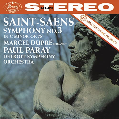 Vinyl record cover: Saint-Saëns Symphony No.3 with sculpture detail.