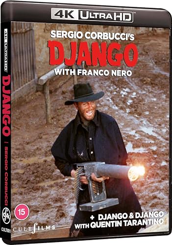 Django" Blu-ray cover featuring Franco Nero with a gun, 4K Ultra HD.
