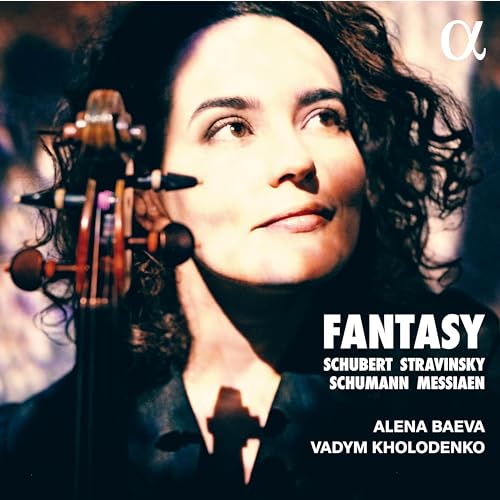 Close-up of violinist Alena Baeva, album cover for "Fantasy" CD.