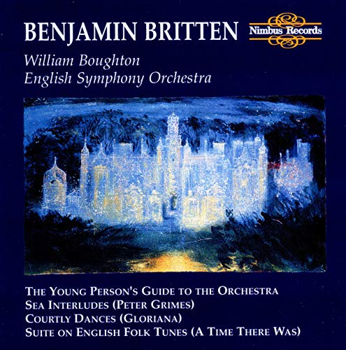 CD cover for Benjamin Britten orchestral works with a seascape painting.