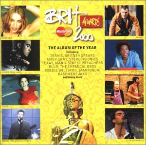 CD cover for "Brit Awards 2000" featuring portraits of musicians and a statuette.