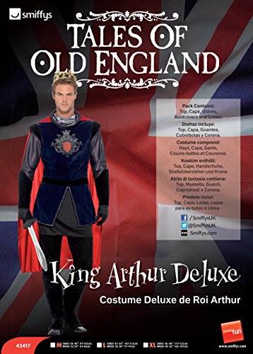 Smiffys Deluxe King Arthur Costume, Black, M - Size 38 Inch-40 Inch