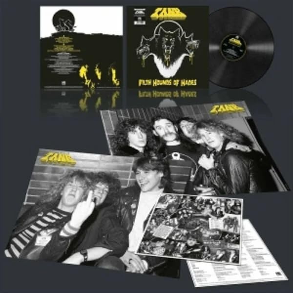 Vinyl record set including album cover, back cover, black disc, and band photo inserts.