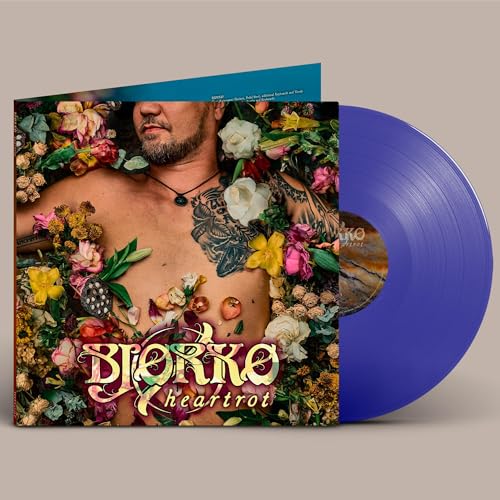 Bjorko "Heartrot" vinyl record with floral cover and blue disc.