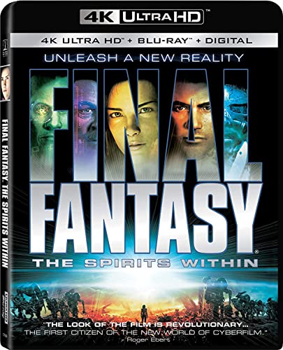 Blu-ray cover for "Final Fantasy: The Spirits Within" featuring character portraits.