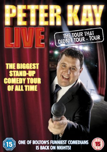 Peter Kay DVD cover featuring the comedian with a microphone.