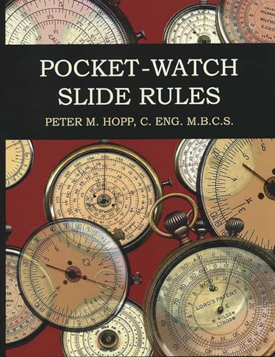 Book cover featuring several antique pocket-watch slide rules on red background.