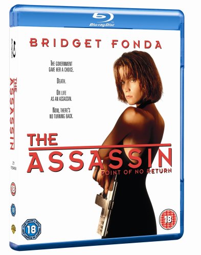 Blu-ray cover for "The Assassin" featuring Bridget Fonda holding a gun.