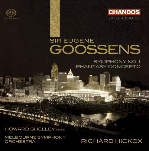 CD cover featuring a city skyline and composer Eugene Goossens’ name.