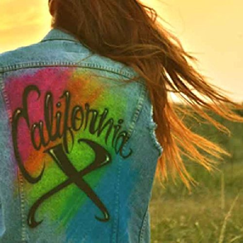 Person wearing a denim jacket with "California X" painted on the back.