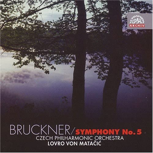 CD cover: trees silhouetted against a misty sky, text "Bruckner Symphony No.5".