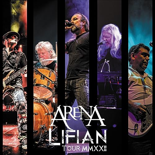 Arena band members performing live on stage, album cover art.