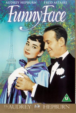 Audrey Hepburn and Fred Astaire pose before the Eiffel Tower on a DVD cover.