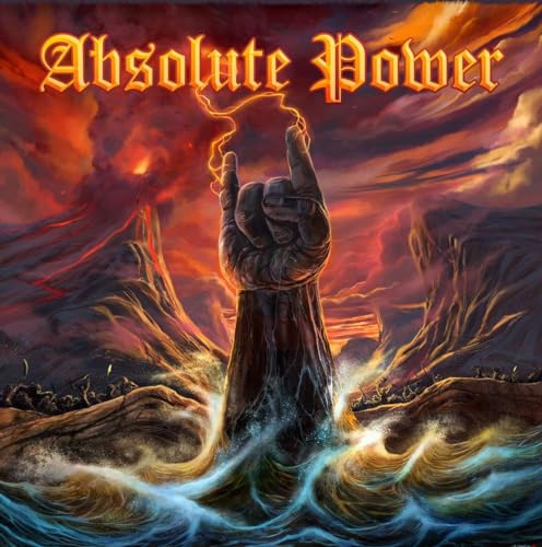 Album cover: hand rising from waves under a fiery, stormy sky.