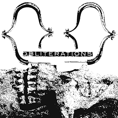 Black and white album cover with abstract shapes and text "Obliterations".