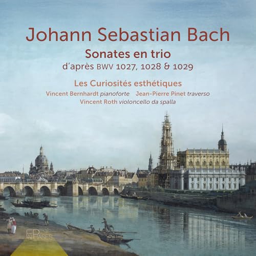 CD cover for Bach’s Sonates en trio with a cityscape background.