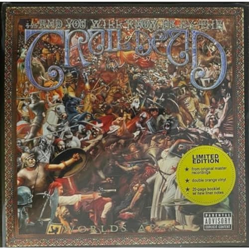 Worlds Apart vinyl record cover featuring a detailed, chaotic battle scene.