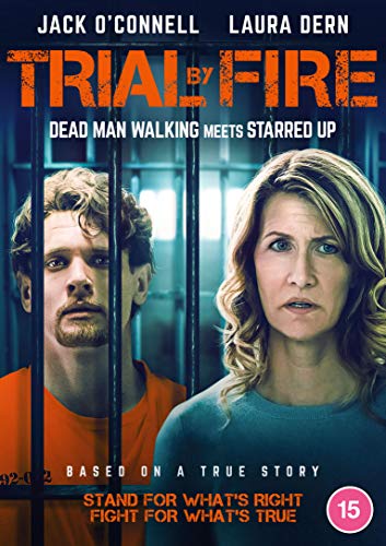 DVD cover for "Trial By Fire" featuring a man in jail and a woman.