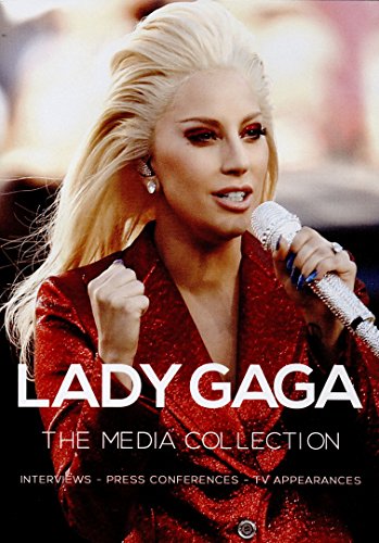Lady Gaga in red, holding a microphone, on a DVD cover.
