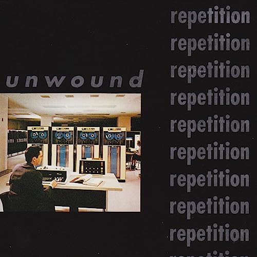 Album cover for Unwound’s “Repetition” featuring a vintage computer room.