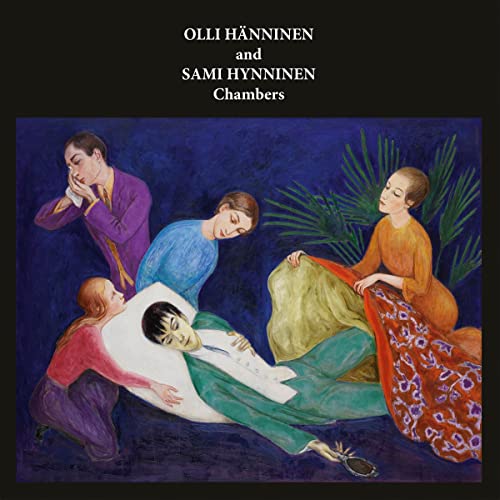 CD cover with painting of four figures in blue and orange tones.