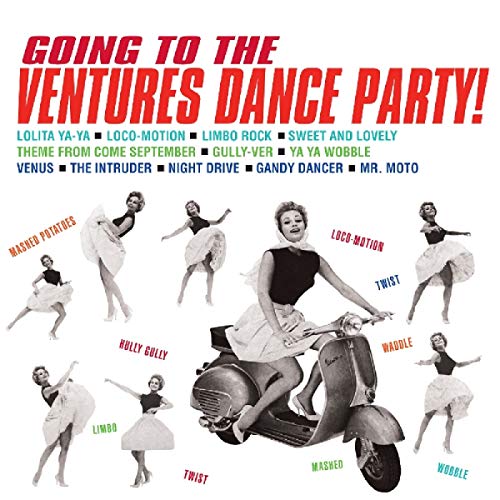 CD cover: dancers in 1960s attire with a scooter, titled "Going To The Ventures".