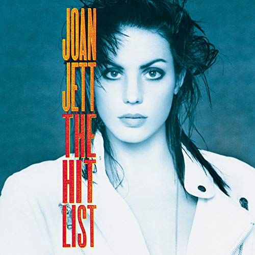 Joan Jett album cover: close-up portrait of a woman in a jacket.
