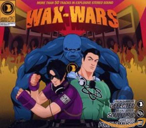 CD cover for “Wax-Wars” featuring a blue giant and two figures.