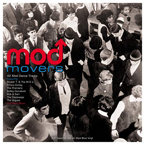 Album cover for "Mod Movers" featuring a crowded dance floor in black and white.