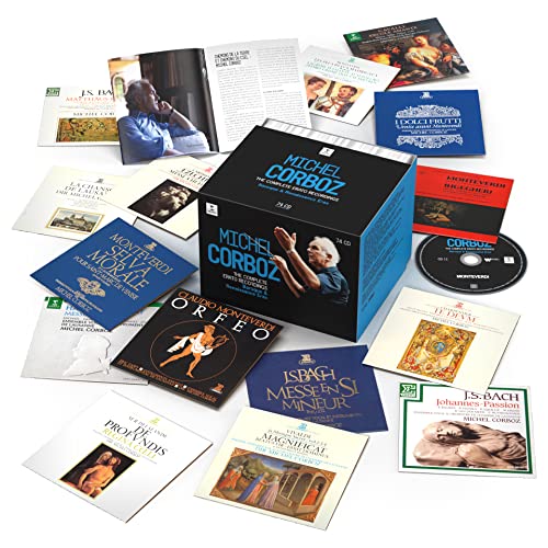 CD box set featuring conductor Michel Corboz, with surrounding album covers.